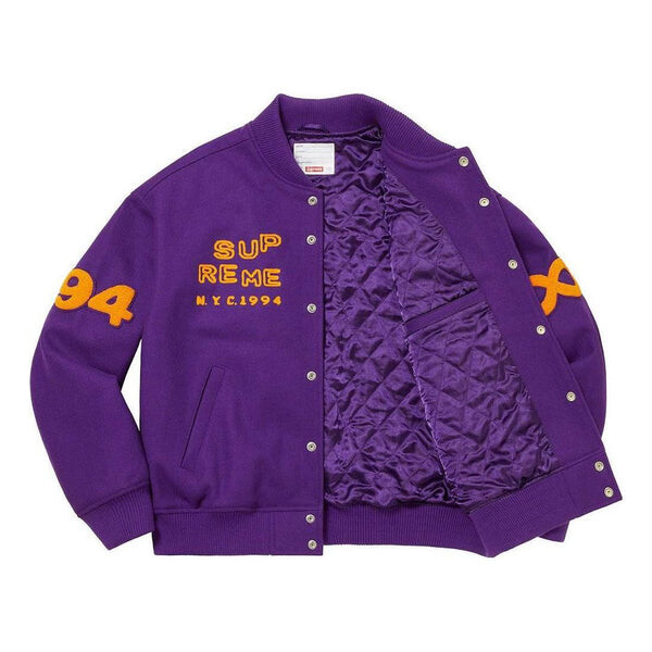 Куртка tourist varsity jacket 'purple yellow red' Supreme, фиолетовый — фото 3