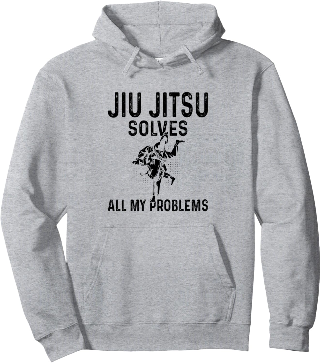

Джиу-джитсу решает все мои проблемы - Забавная толстовка с изображением джиу-джитсу Funny Brazilian Jiu Jitsu Quotes, серый