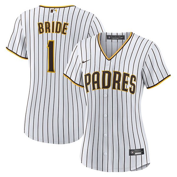 

Женская белая домашняя реплика футболки San Diego Padres #1 Bride Nike, Белый, Женская белая домашняя реплика футболки San Diego Padres #1 Bride Nike