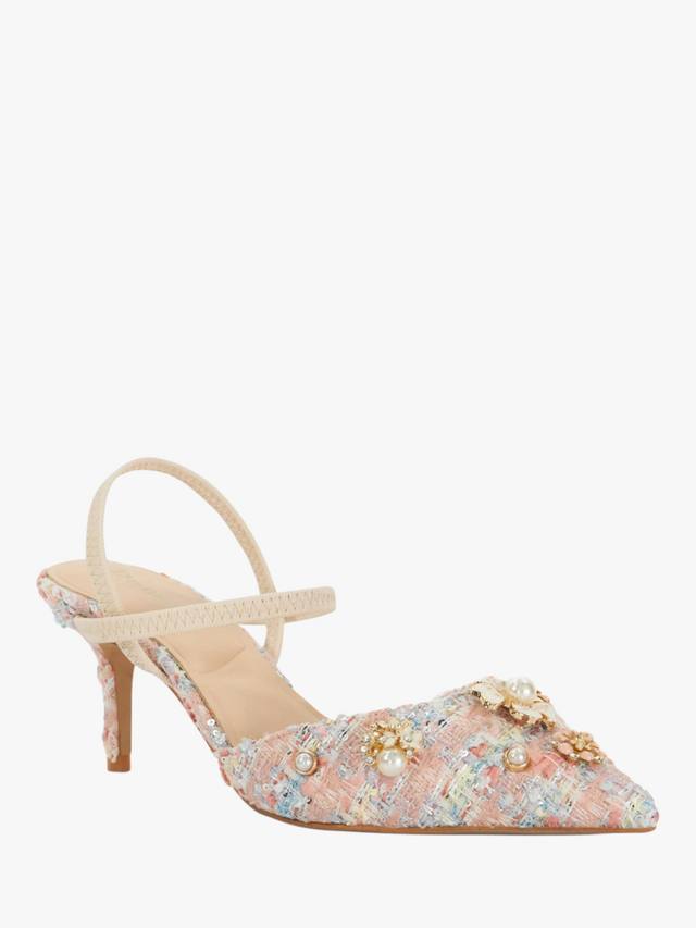 Diana 3D цветочные украшения острые каблуки лодочки Dune London, Pink/Multi — фото 4
