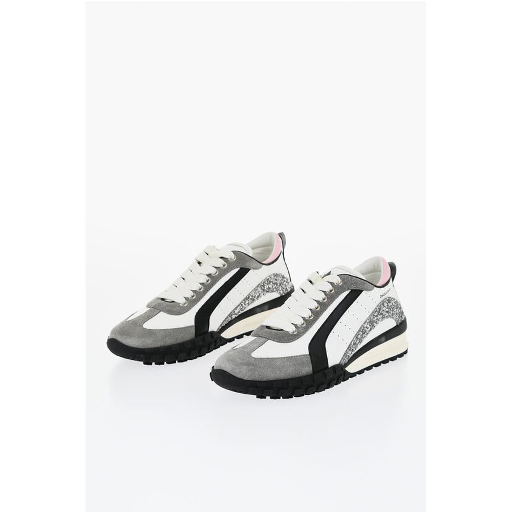 Кроссовки LEGEND из замши и кожи с блестящими деталями Dsquared2, Black and White