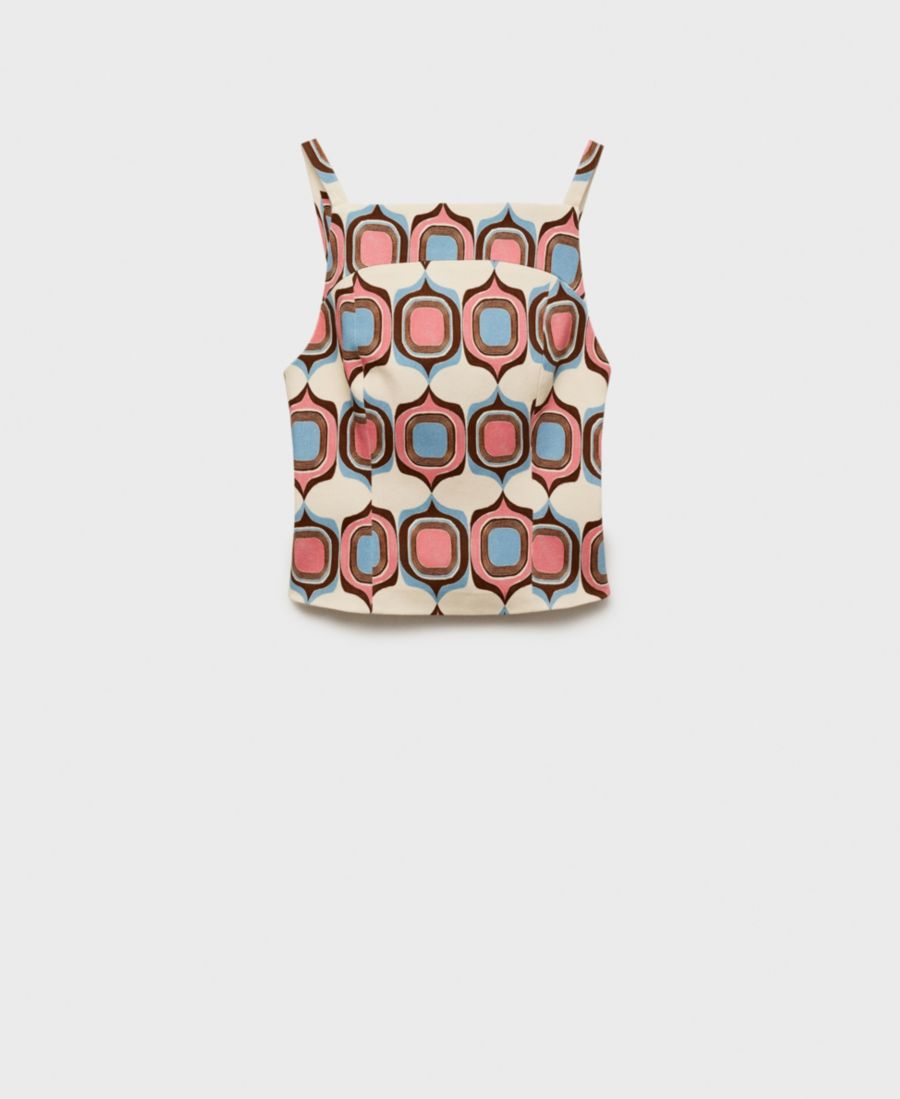 

Женская блузка с принтом и вырезом-лодочкой MANGO, Pastel Pink