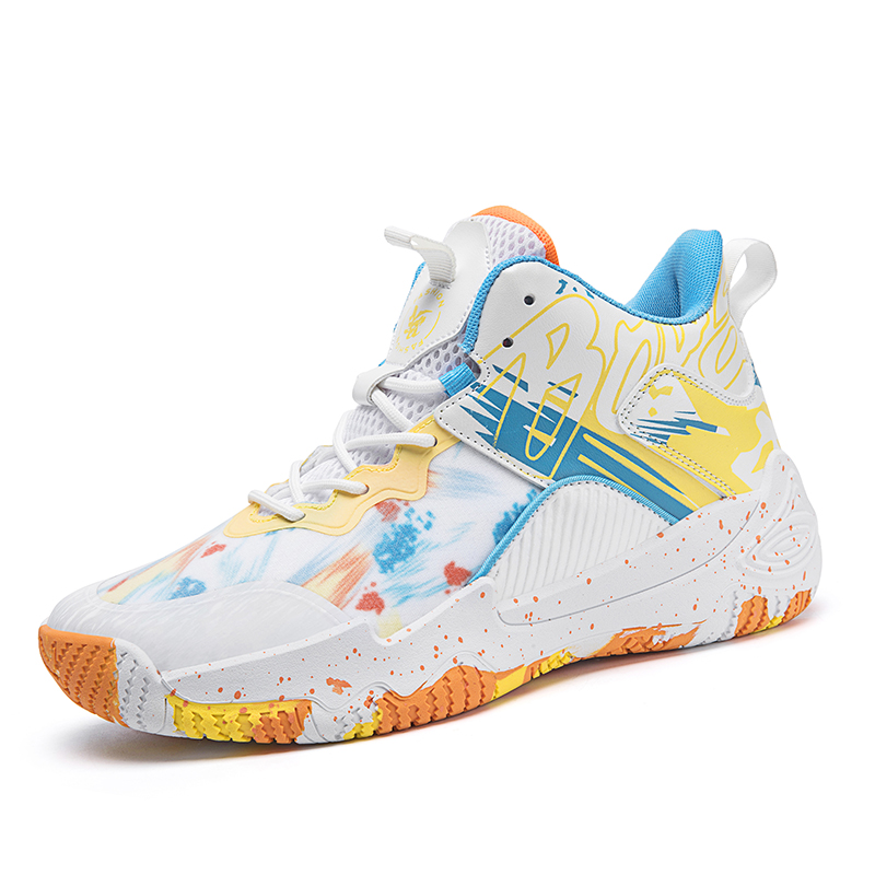 

TONYBEAR Износостойкие нескользящие баскетбольные кроссовки Unisex бело-оранжево-желтые, цвет White Orange Yellow