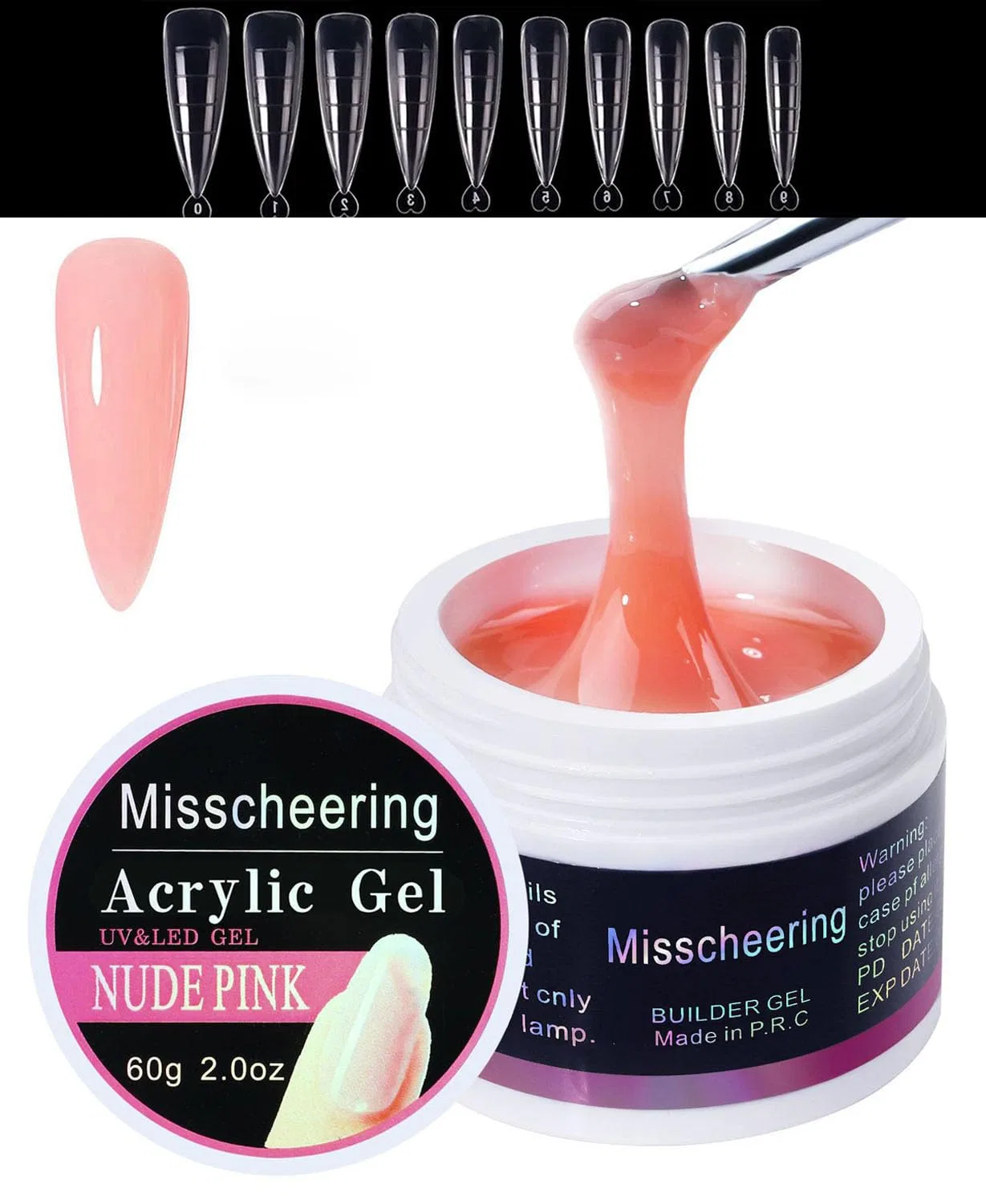 Набор геля для наращивания ногтей с трафаретами, 60 г Judewy