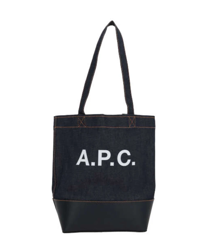 

Джинсовая сумка тоут на кожаной основе A.P.C., синий