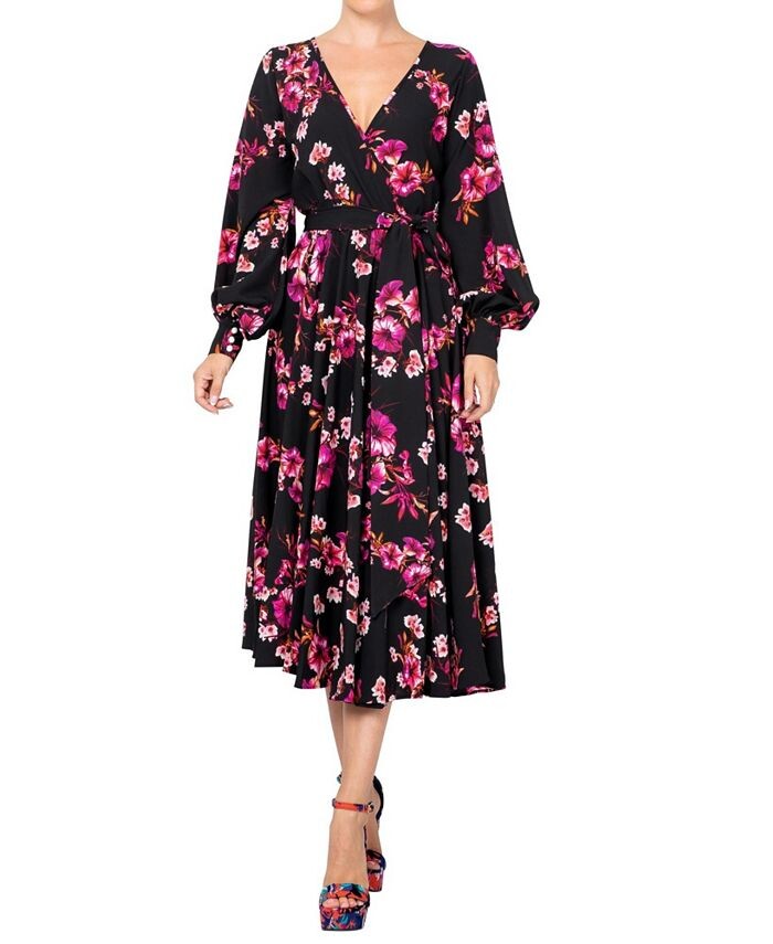 

Женское платье миди LilyPad Meghan Los Angeles, цвет Jasmine black cranberry