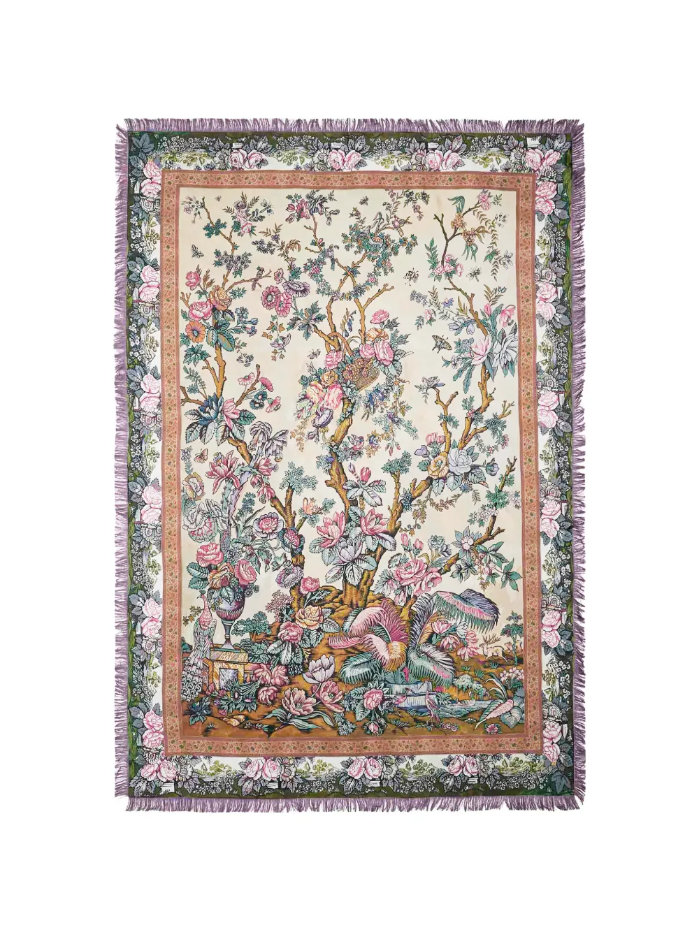 

Шарф с цветочным принтом и бахромой Pierre-Louis Mascia, бежевый