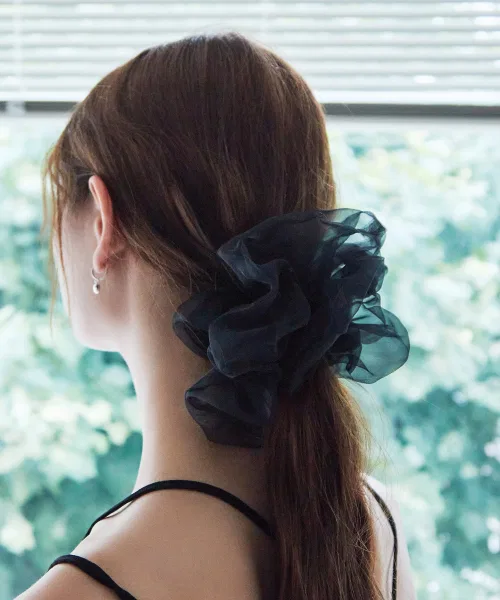Резинка для волос Baby Ribbon Scrunchie CHARMY, чёрный