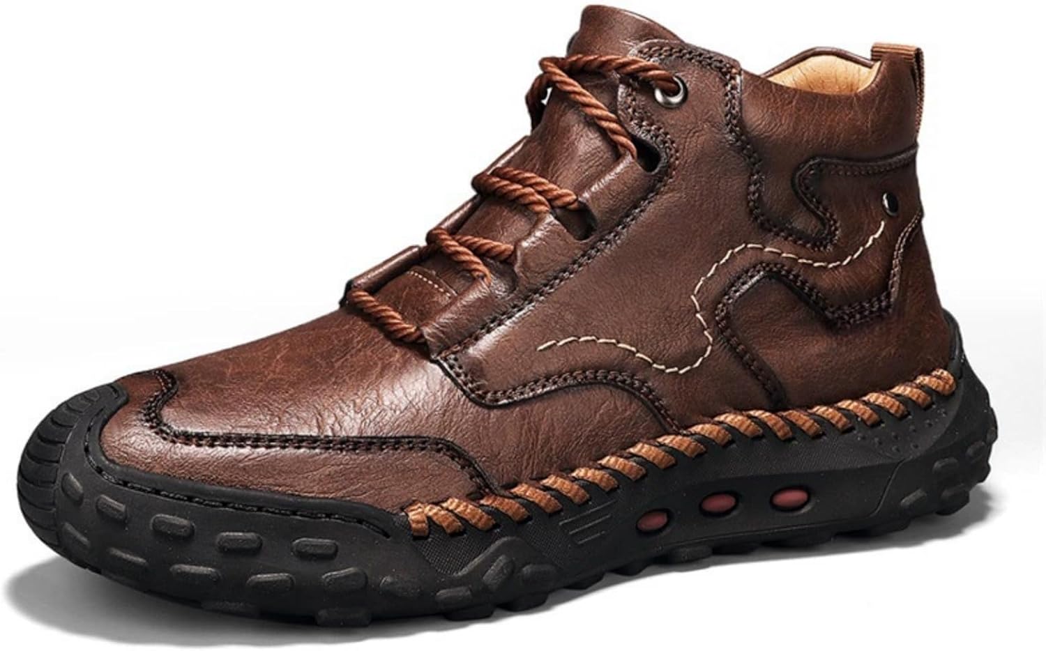 

Мужские ботинки-чукка до щиколотки, повседневные, легкие, кожаные, с теплой меховой подкладкой, на платформе, слипоны, высокие челси, для улицы, водонепроницаемые, легкие туристические, для ежедневной ходьбы и вождения Xdfvc, темно-коричневый