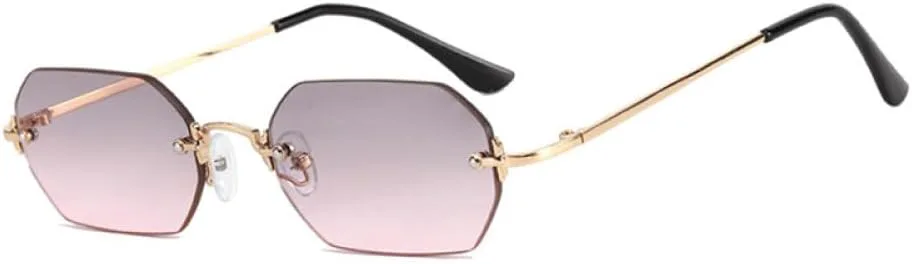 

Солнцезащитные очки Polygon без оправы для женщин, винтажные, с прозрачными линзами цвета океана, мужские солнцезащитные очки UV400, серые и розовые LANGSER, 6