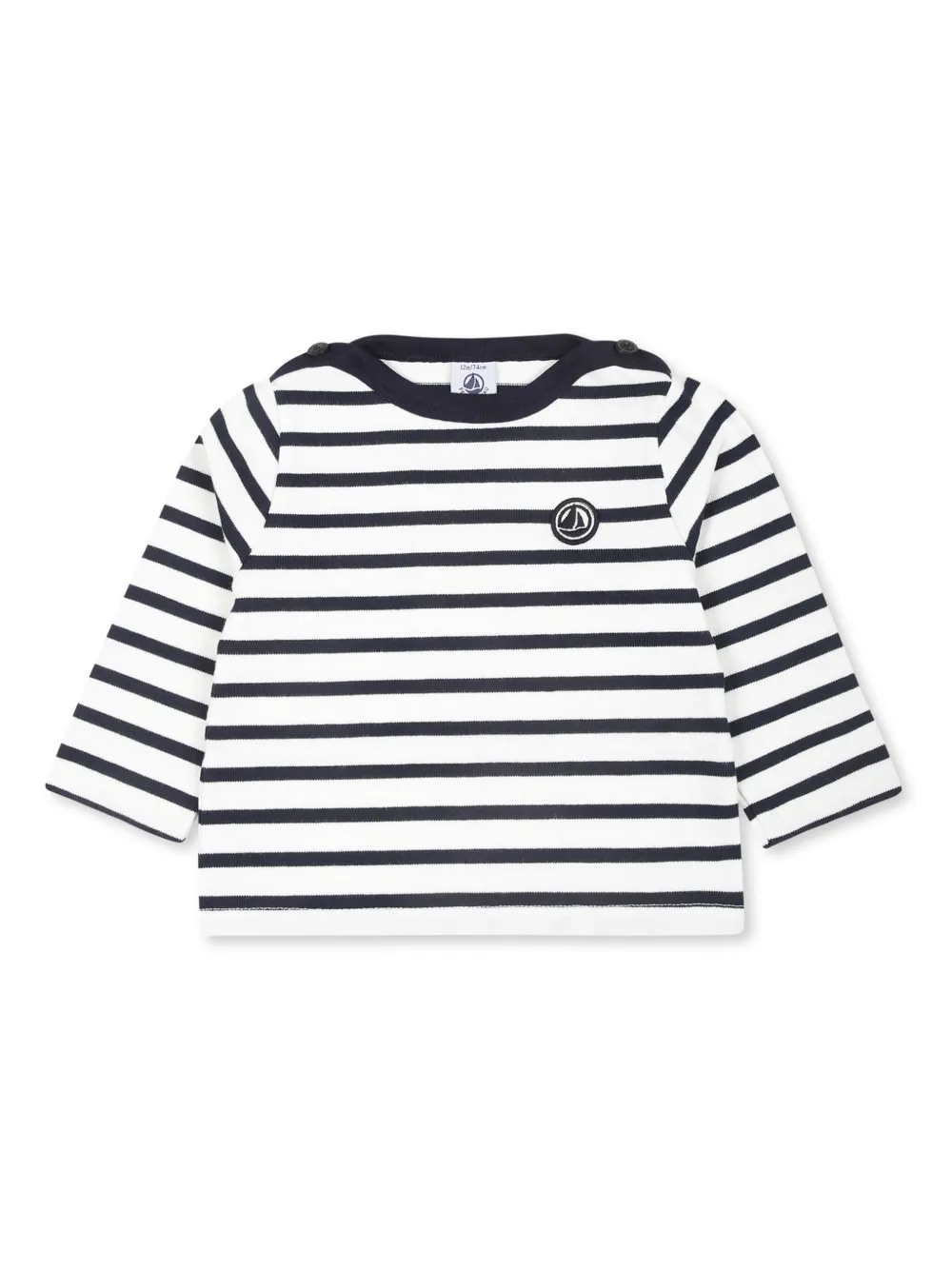 

Полосатый топ с нашивкой-логотипом Petit Bateau, синий