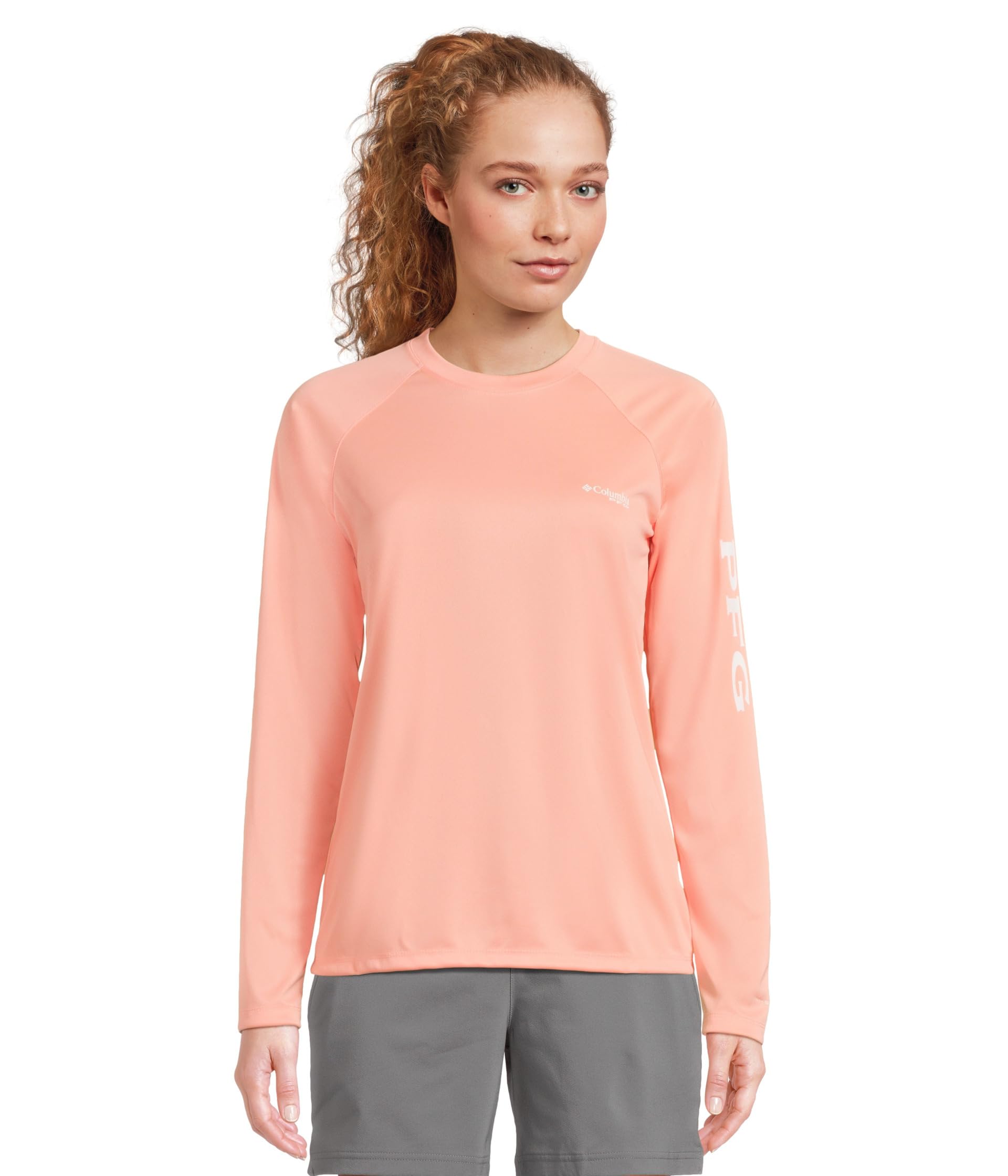 

Футболка Columbia Tidal Tee Heather Long Sleeve, Tiki Pink Heather/White Logo