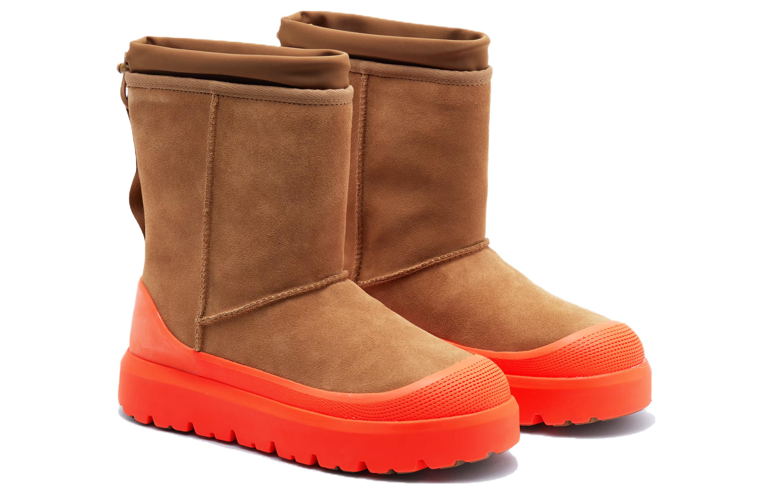 Мужские сапоги UGG замшевые гибридные со шнурком, каштаново-оранжевый — фото 4