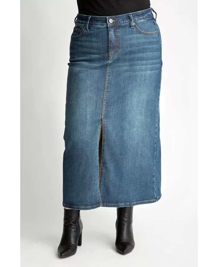 

Юбка макси из денима больших размеров длиной 37 дюймов с разрезом спереди - Brielle SLINK Jeans