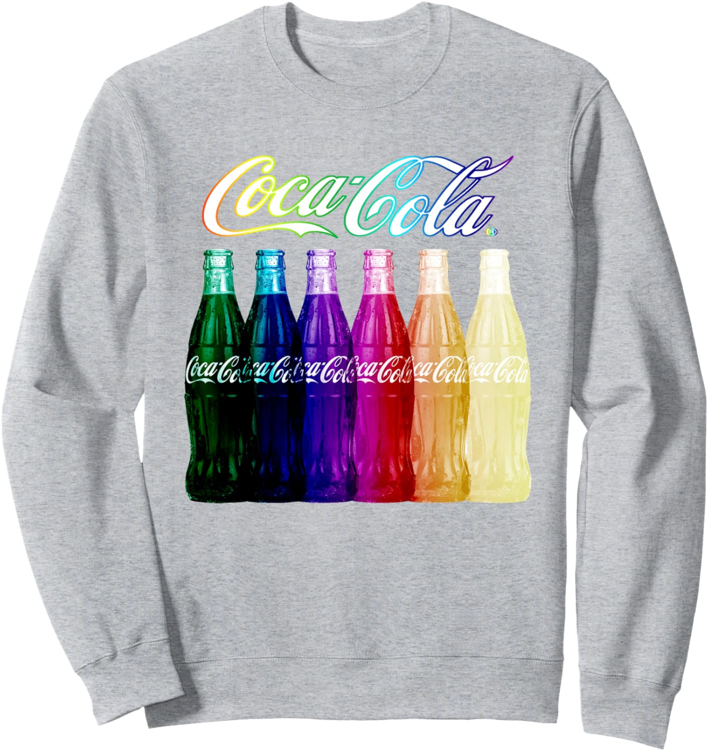 

Толстовка с изображением разноцветных бутылок Coca-Cola, серая, Серый, Толстовка с изображением разноцветных бутылок Coca-Cola, серая