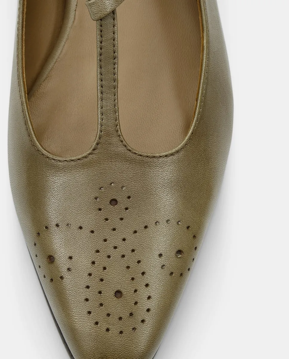 Женские балетки Smithson из кожи Lottusse, оливковый зеленый — фото 4
