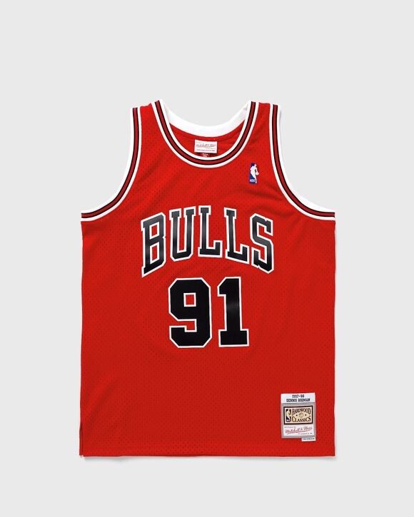

Футболка Mitchell & Ness Nba Swingman Jersey Chicago Bulls Road 1997-98 Dennis Rodman #91, цвет scarlet