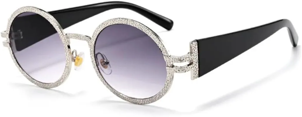 

Круглые солнцезащитные очки в металлической оправе для мужчин и женщин, модные, в стиле панк, стильные, с защитой от УФ-излучения UV400 TVTBBVV, Silver-gray