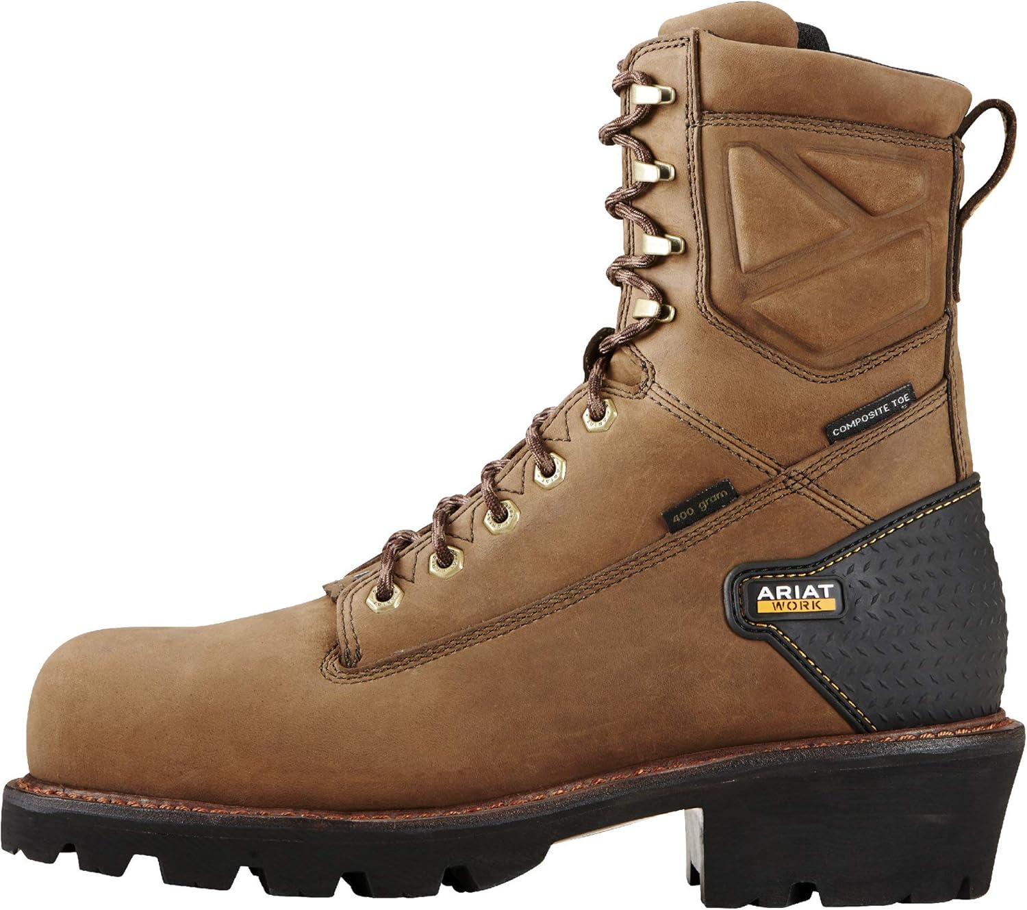 Мужские ботинки Ariat Powerline 8 с водонепроницаемой отделкой и композитным носком, утепление 400 г, темно-коричневый — фото 2