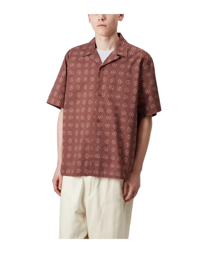 

Летняя рубашка с принтом фурошики и хной. Carhartt Wip, красный