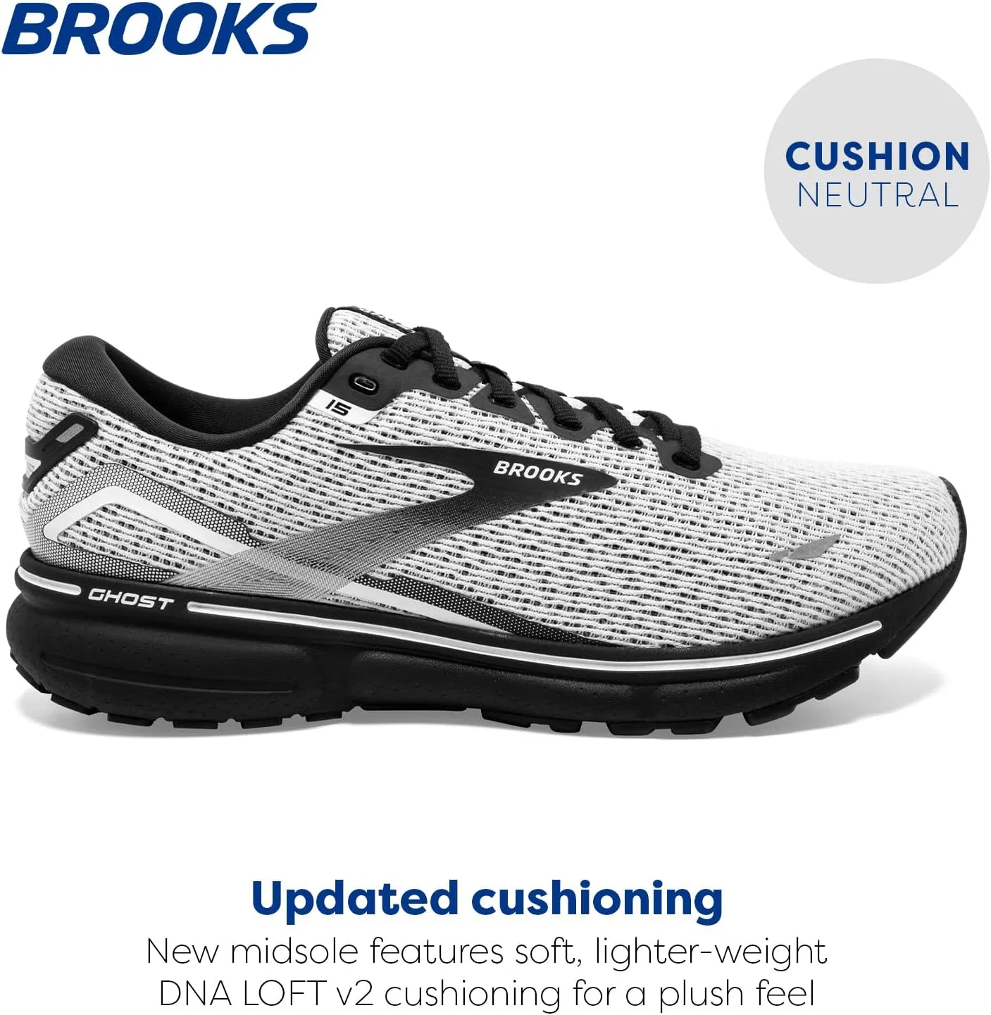 Мужские беговые кроссовки Brooks Ghost 15 нейтрального цвета, Black/Ebony/Nightlife — фото 3