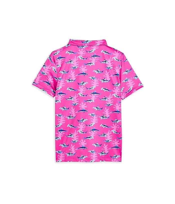 Поло с принтом акул The Great Pink Shark Chubbies Kids, Bright Pink/Pattern Based — фото 2