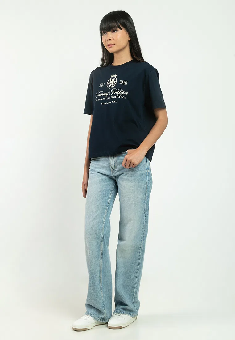 Футболка свободного кроя Varsity Crest Relaxed Tee, Tommy Hilfiger, темно-синий — фото 4