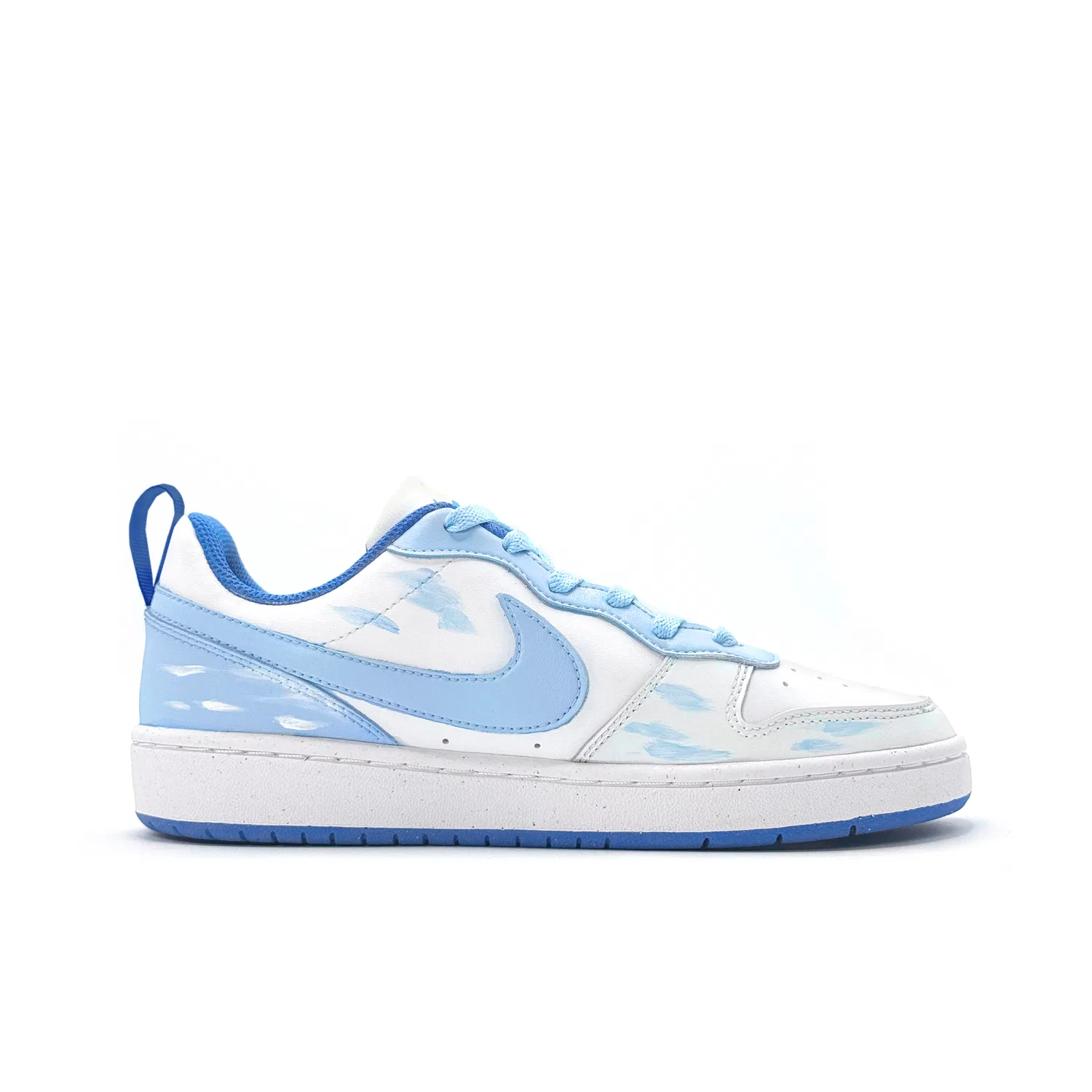 Кроссовки Court Borough Shopping Bag, Blue Feather Star Dream Leather Skateboard Shoes White Blue Nike — фото 4