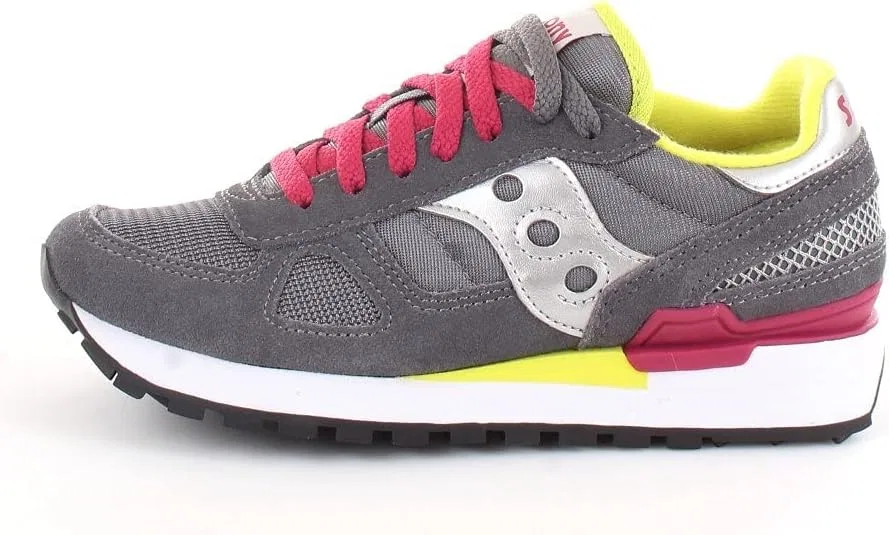 Кроссовки Saucony Shadow серого цвета с розовыми деталями, британский размер: