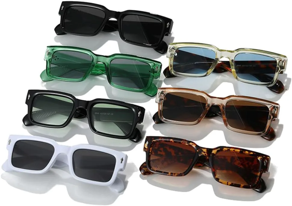 

Модные солнцезащитные очки контрастных цветов для женщин, ретро, ​​чайно-зеленые, градиентные, UV400; для мужчин, трендовые панк-очки с заклепками TYUVIVO, White Grey