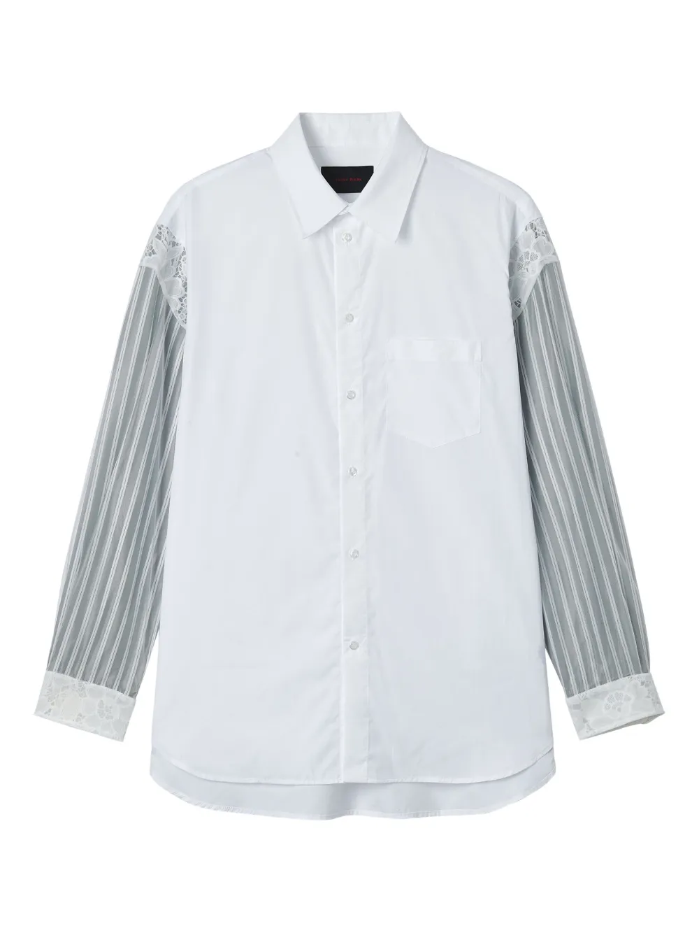 

Рубашка с кружевной отделкой и полосатыми рукавами Simone Rocha, синий