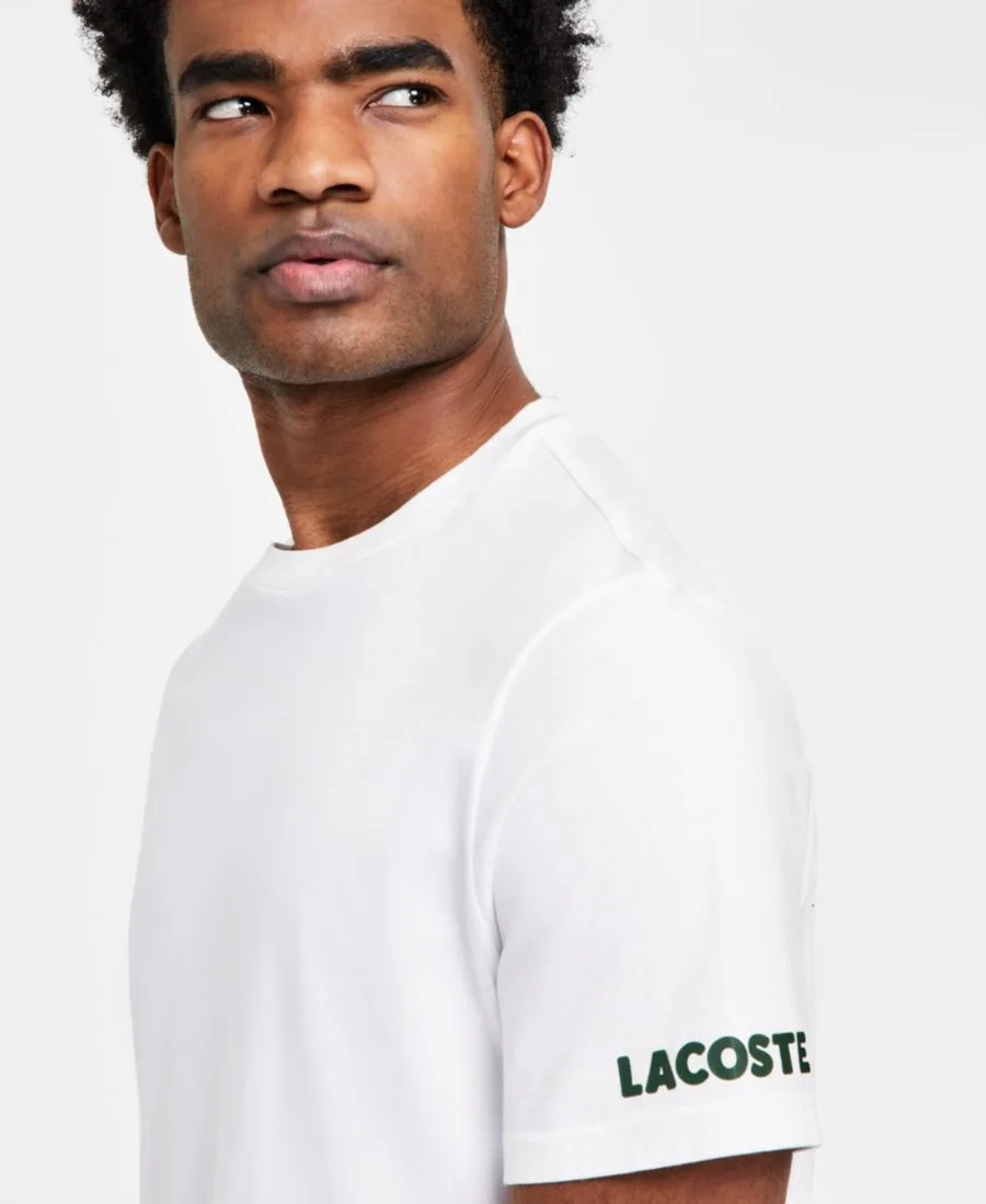Мужская домашняя футболка с коротким рукавом и логотипом Lacoste, белый/thyme — фото 3
