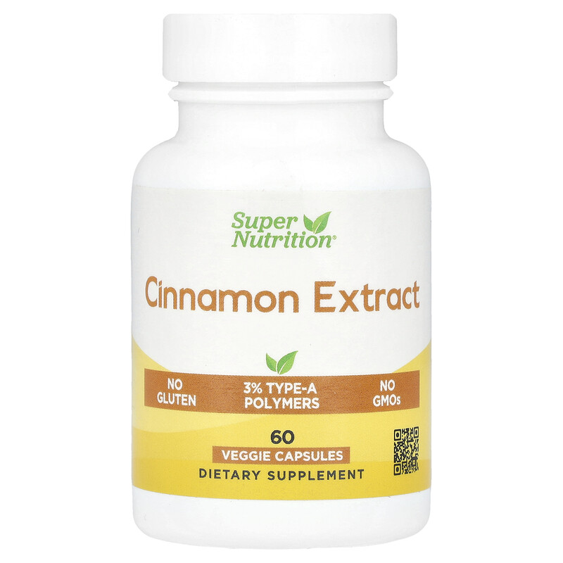

Super Nutrition, экстракт корицы, 500 мг, 60 растительных капсул (250 мг в 1 капсуле)