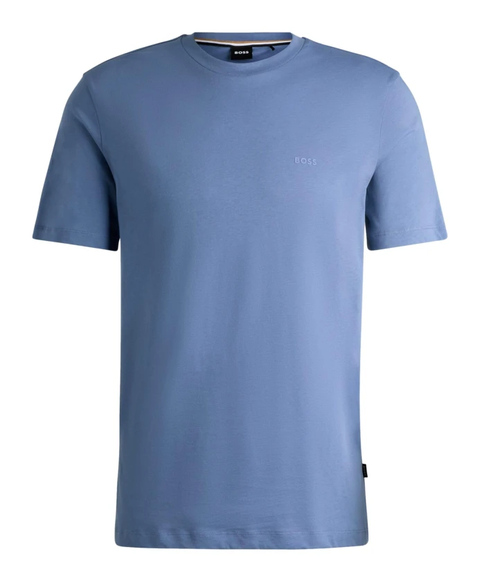 

Синяя хлопковая футболка с логотипом Thompson Hugo, синий