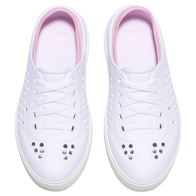Skechers Kids Износостойкий дышащий нескользящий лоу-топ сандаль White/Pink детский — фото 4