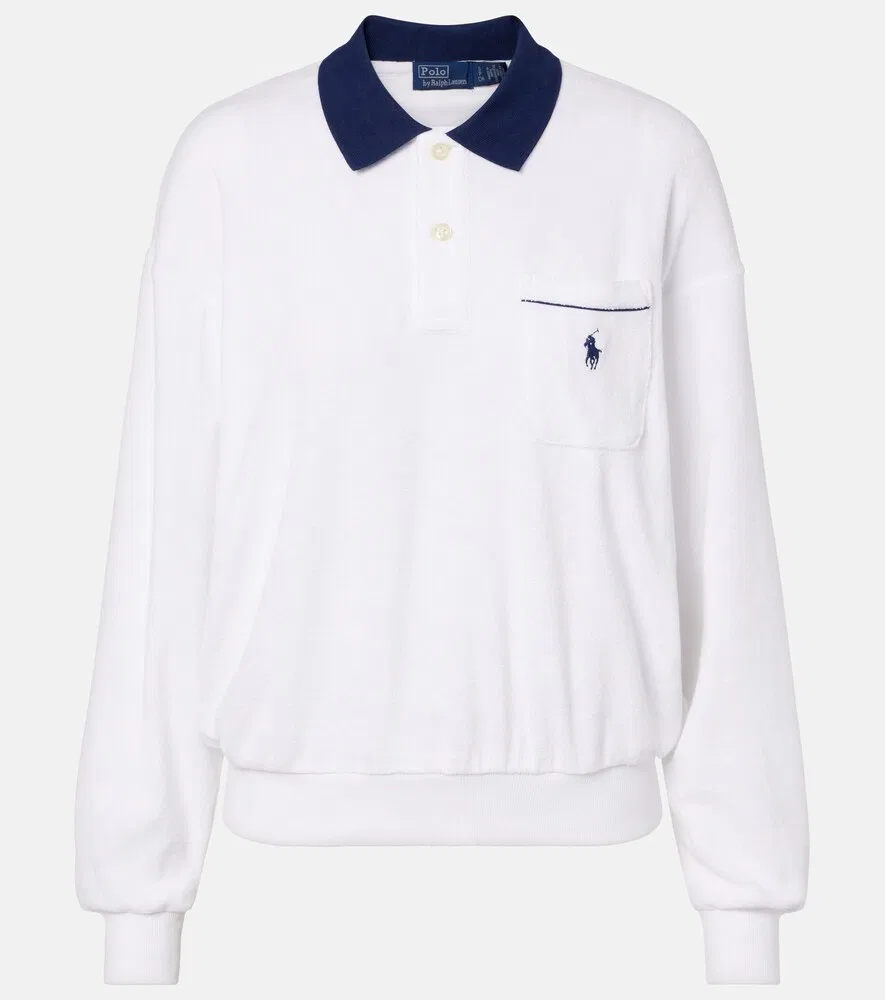 Поло из махровой ткани из смесового хлопка Polo Ralph Lauren, белый