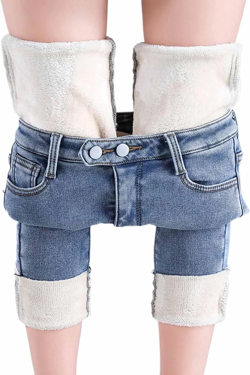 

Женские джинсы 2026 с флисовой подкладкой, фланелевые термо-леггинсы