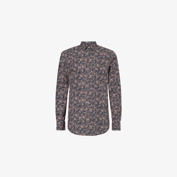 

Хлопковая рубашка с длинными рукавами и цветочным принтом Paul Smith, розовый