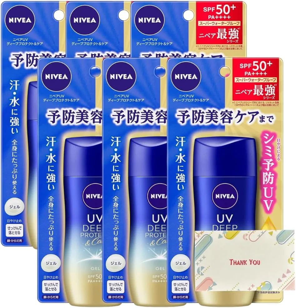 Солнцезащитный гель Kao Niva UV Deep Protection & Care Gel SPF50+ PA++++ 80 г набор 6 шт Kunutonn