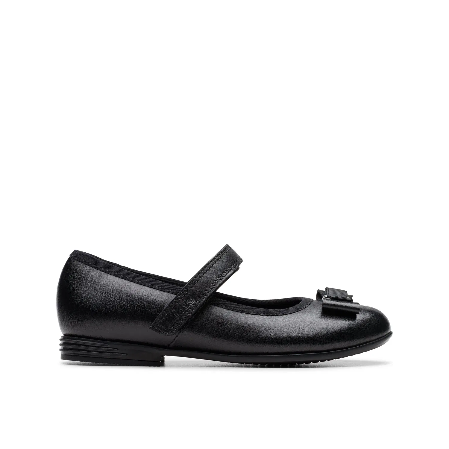 Школьные туфли Clarks Finja Tap, кожаные, на липучке, черные