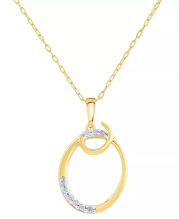 

Ожерелье с кулоном в виде инициала с бриллиантами 18 дюймов (1/10 карата) из стерлингового серебра с позолотой 14 карат Macy'S, o