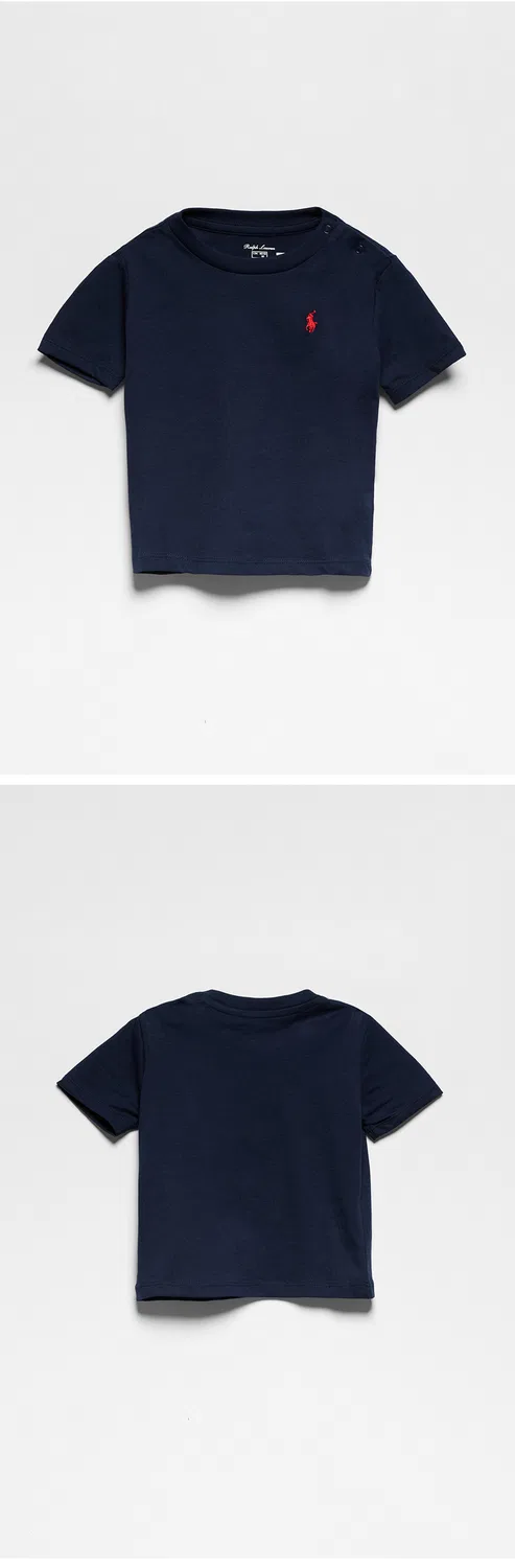 Детская футболка Cotton Jersey Crewneck тёмно-синяя от Polo Ralph Lauren Children — фото 3
