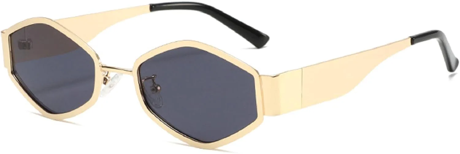 

Ретро-солнцезащитные очки многоугольной формы для женщин, модные винтажные очки 2025 года, стиль 90-х, нестандартная форма, защита от УФ-излучения mincl, C5