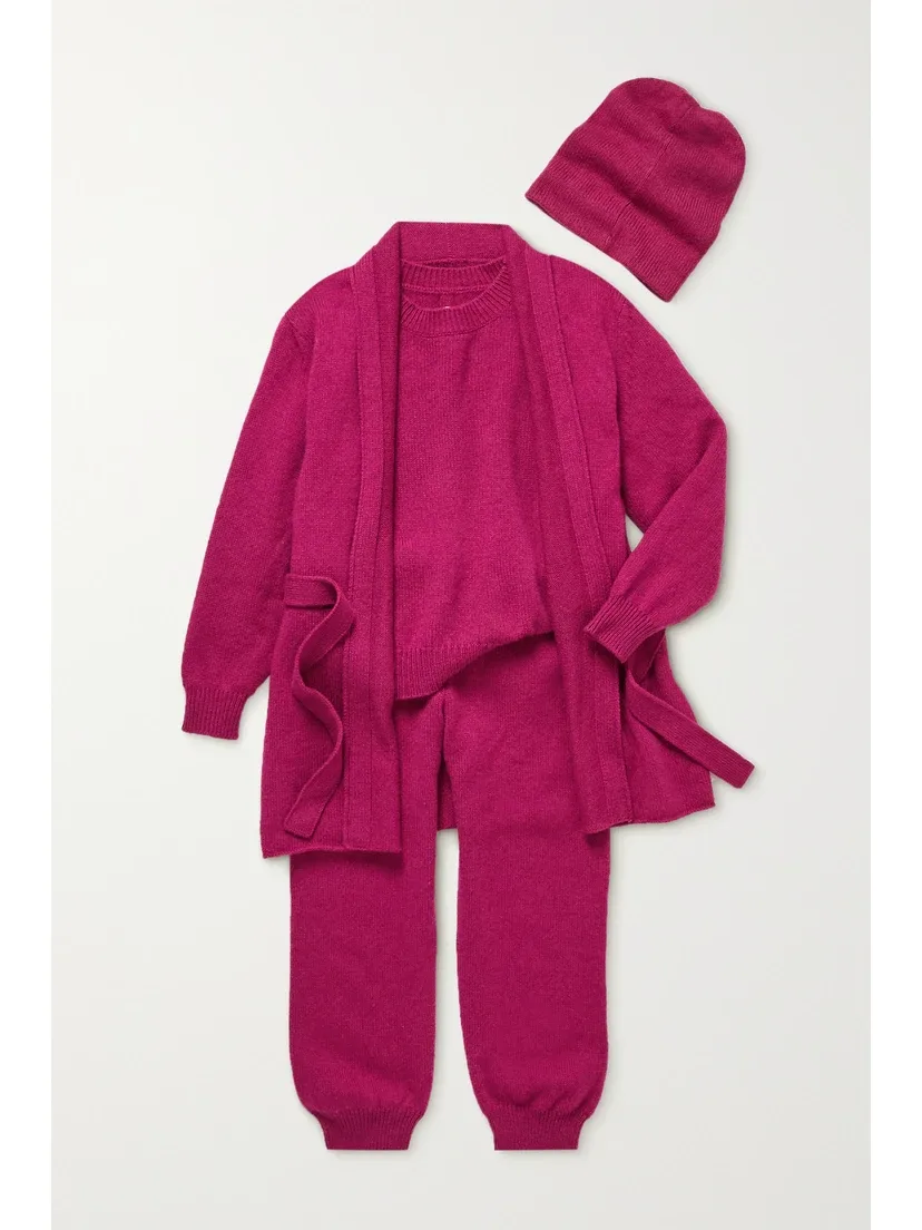 Кашемировые спортивные брюки Louie The Row Kids, розовый — фото 2
