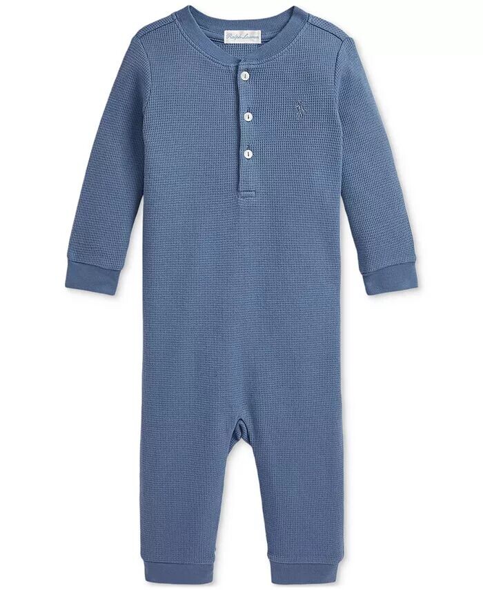 

Детский хлопковый комбинезон вафельной вязки Polo Ralph Lauren, синий