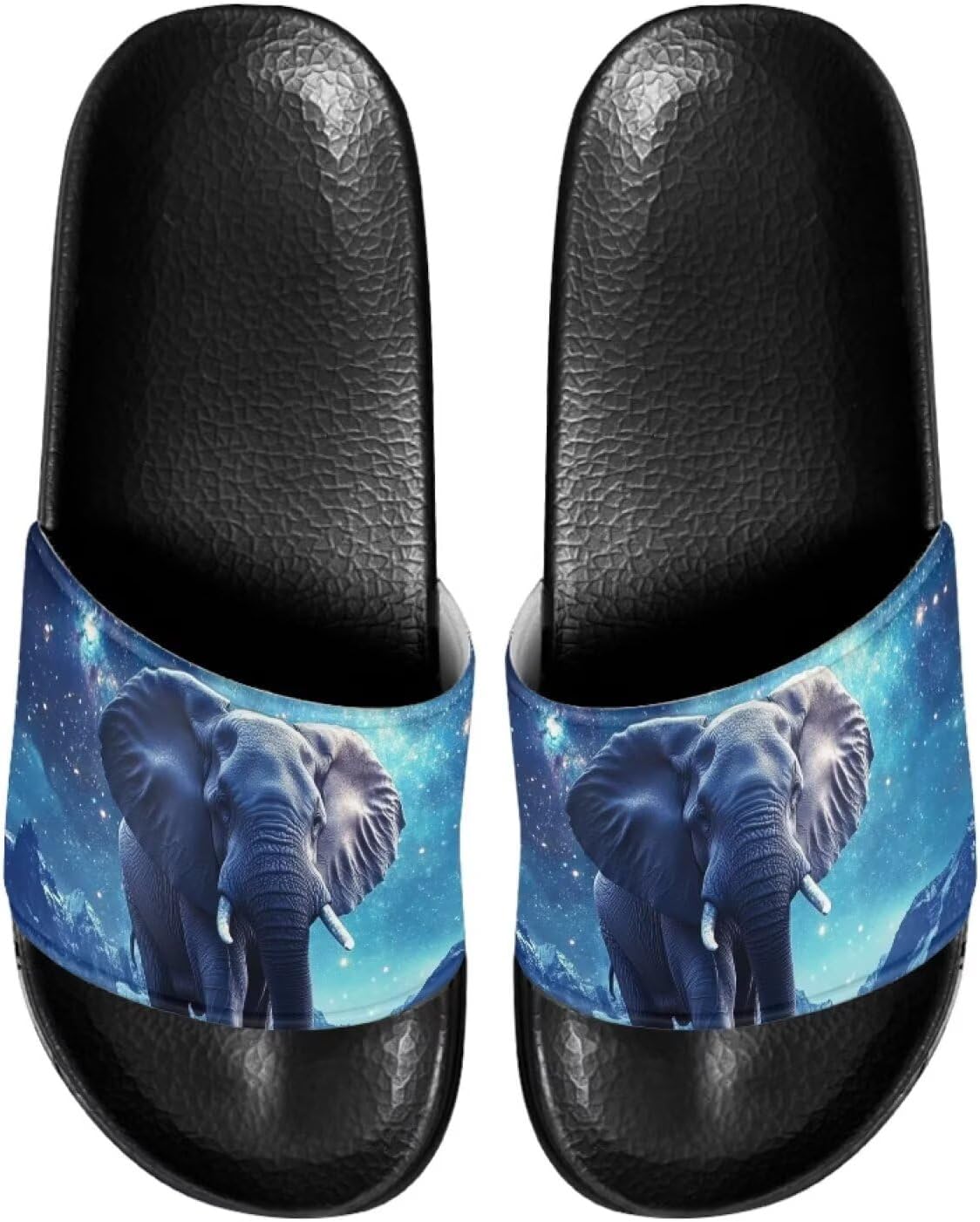 

Милые шлепанцы для женщин, удобные, быстро сохнущие, на плоской подошве, для пляжа и душа Judentidos, Galaxy Elephant