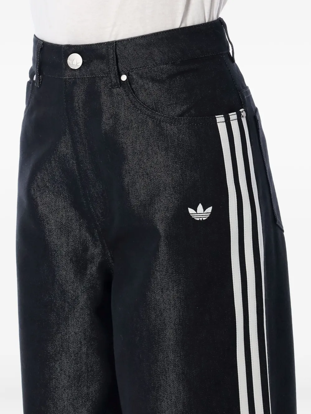 Джинсы 3-Stripes с эффектом металлик adidas, черный — фото 3