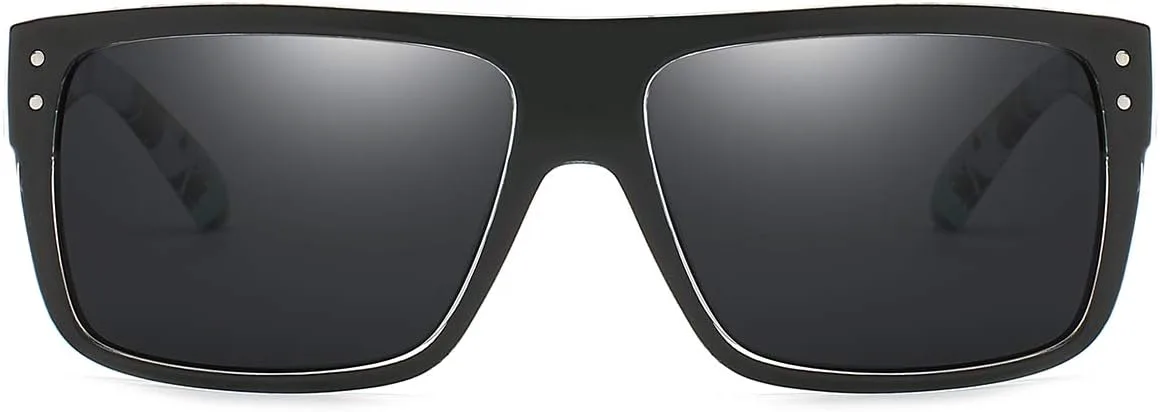 

Солнцезащитные очки DUBERY унисекс с широкой оправой, поляризацией, защитой от УФ-излучения, ретро-форма, прямоугольные, модель D912, Black&camouflage/Black