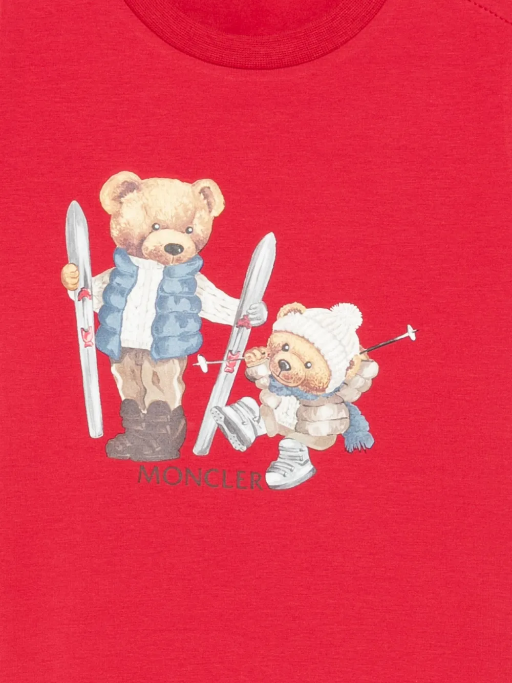 Футболка с принтом медведя Moncler Enfant, красный — фото 3