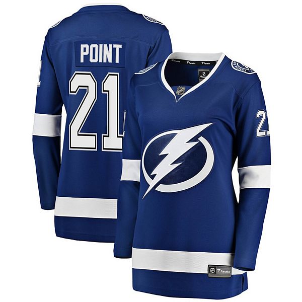 

Женская футболка Tampa Bay Lightning Home Premier Breakaway игрока Brayden Point синего цвета Fanatics